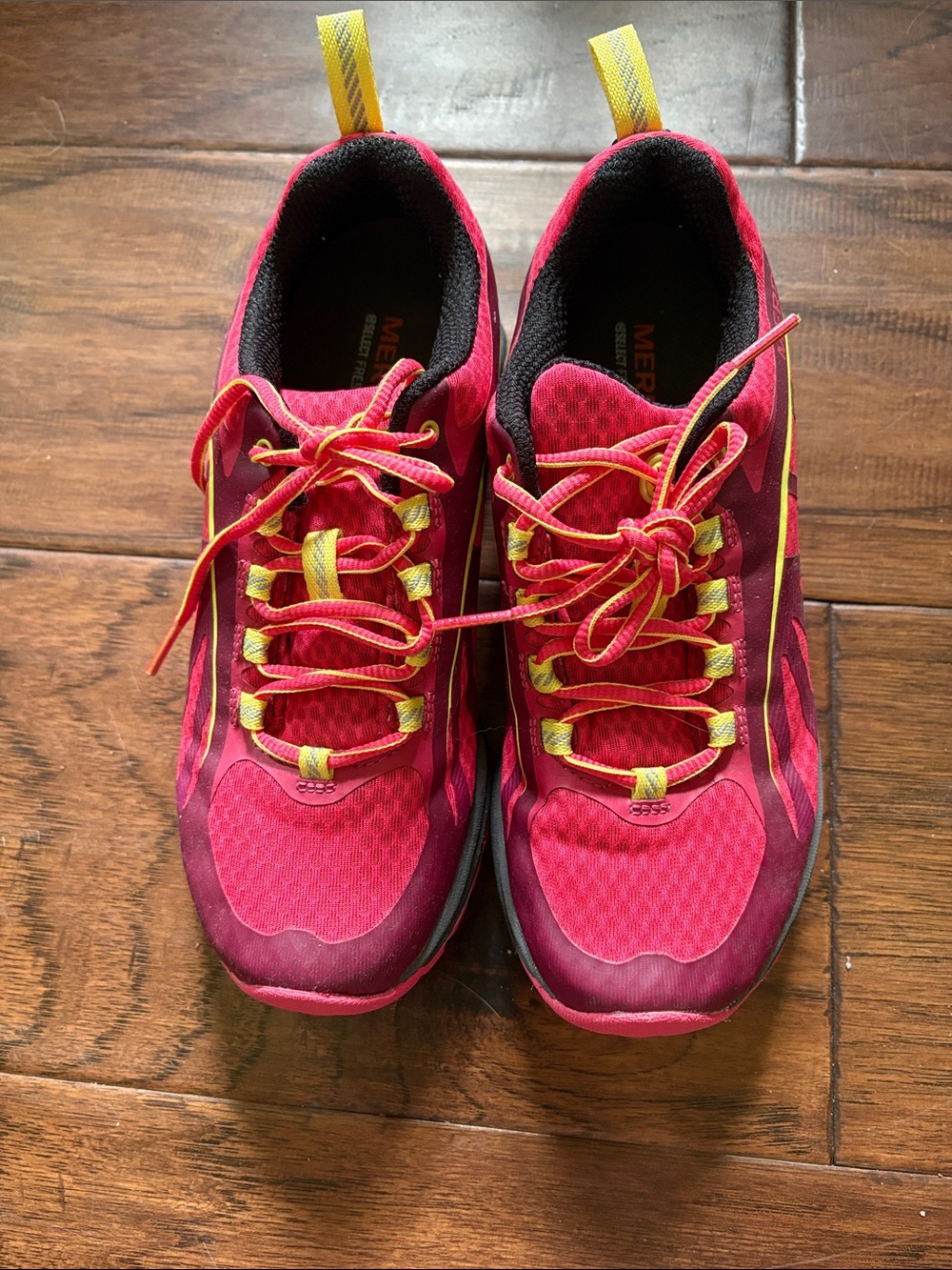 Merrell Women’s Athletic Shoes in Bright Pink with Yellow Accents